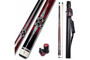 Collapsar CXL Pool Cue with 1X1 Hard Case,Low Deflection Shaft 13mm Black Tip Billiard Ques Sticks,58" 2-Pieces 19-21 oz Professional Pool Stick Set