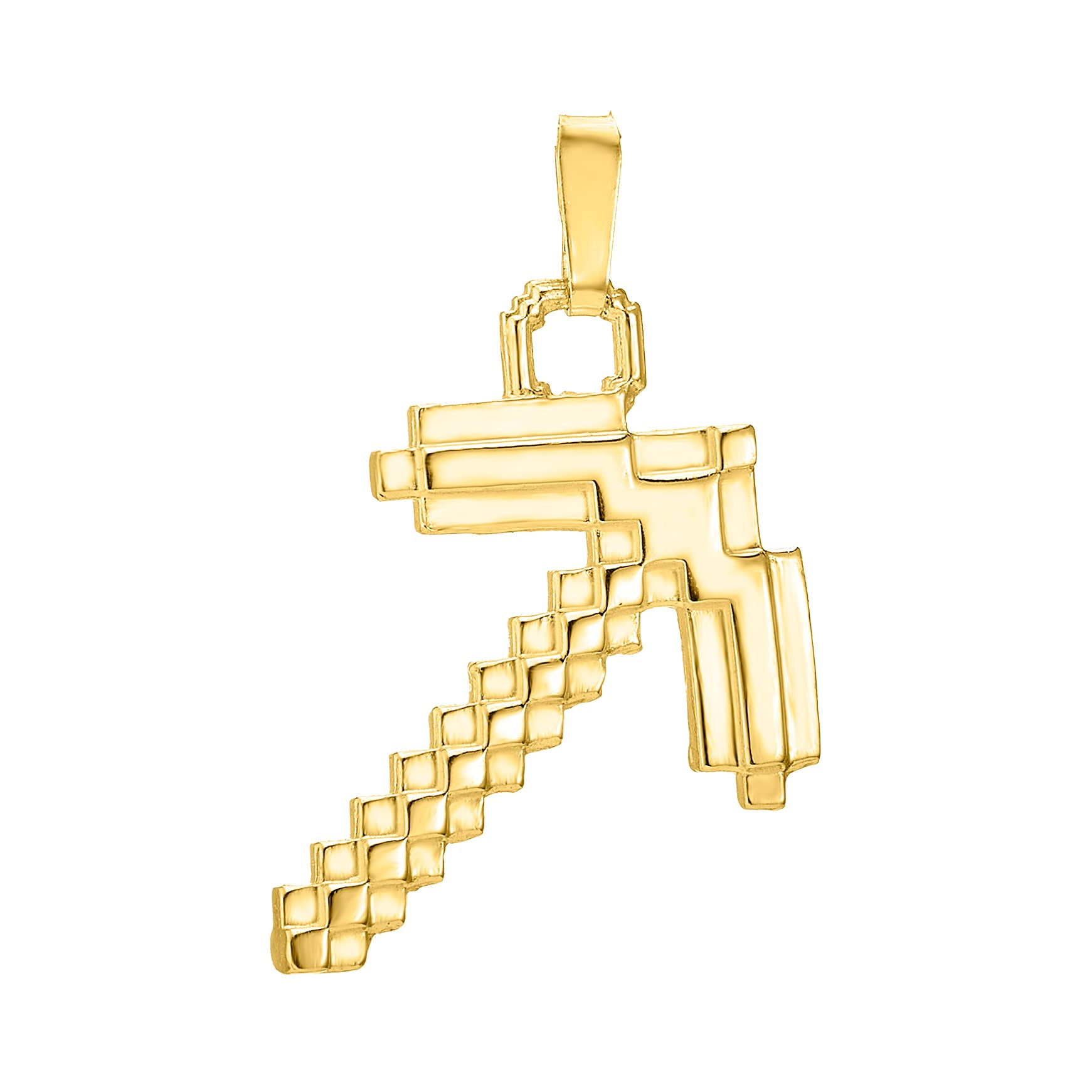 Fine Pixels Gold Plated Pickaxe Pendant / Charm Jewellery Gift for Minecraft Loving Kids & Teens