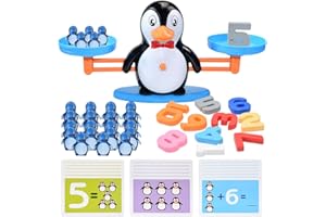 BAKAM Penguin Balance Scale Number Counting Blocks Games for Kids Ages 3-5, Montessori Math Games for Kids 5-7, Preschool Kindergarten Learning Activities, STEM Educational Toys for 3+ Year Old