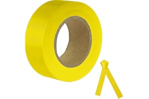 JIZHGRAD Yellow Flagging Tape,Surveyors Tape,1-3/16" × 300' Survey Tape,Tree Marking Ribbon,Non-Adhesive Plastic Ribbon,Trail Marking Tape