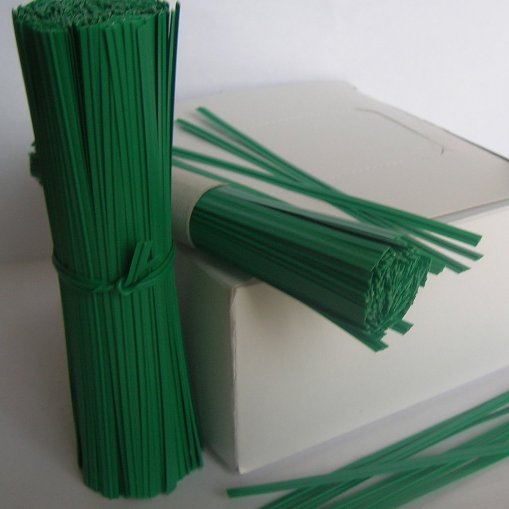100pcs 5"(12.7cm) Plastic GREEN Twist Ties Flat Cable