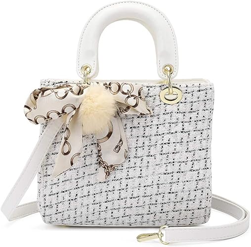 Amazon Co Jp Fx ショルダーバッグ 秋と冬モデル レトロファッション ワンショルダーメッセンジャーバッグ ワイルドスカーフ ウールのバッグ Color White ジュエリー