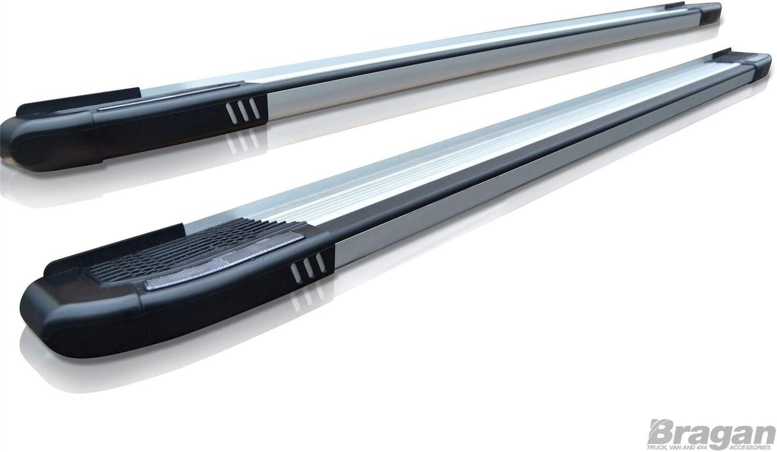 Bragan BRA41312B Van SUV 4x4 Polished Aluminium Silver Black Side Running Boards Bars Steps + Fitting Kit