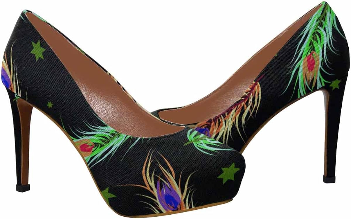 peacock heels with feathers