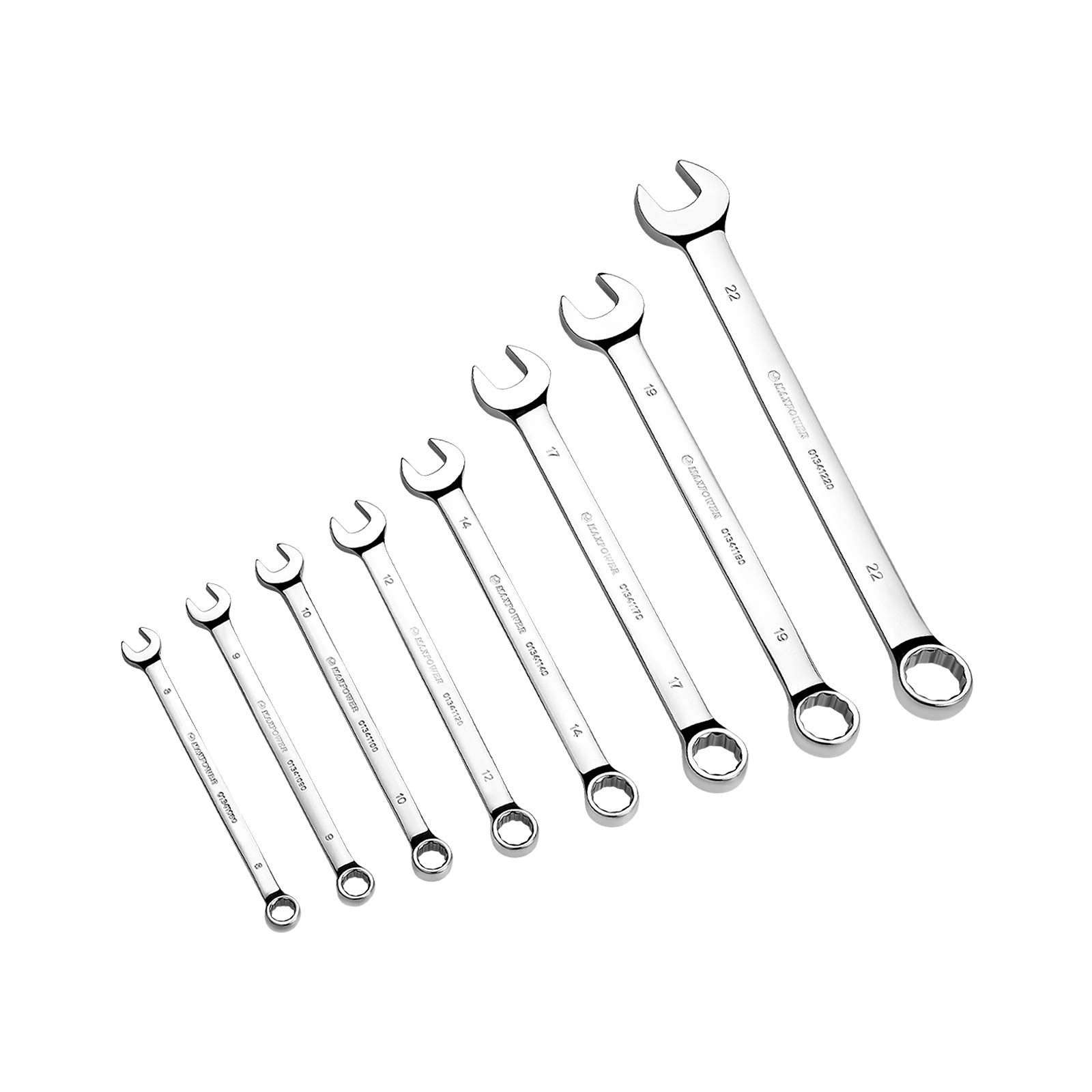 MAXPOWER8-Piece Metric Wrench Set, 12-Pointed Box End, Made with Forged and Heat-Treated Cr-V Steel, Includes Sizes 8mm-22mm