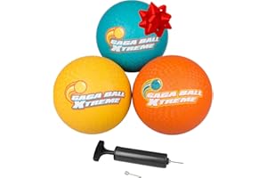 SCS DIRECT Gaga Playground Balls 3pk (8.5 inches) w Air Pump- Durable Rubber Pack for Dodgeball, Kickball, Gagaball Official Play and School - Fun Outdoor Toys and Accessories Gift for Kids