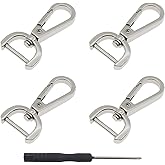 4 PCS Swivel Clasp Hooks,SAFYY Detachable Snap Hook W/Screw Bar Heavy Duty,1 Inches D Ring Swivel Lobster Claw Clasp with Screwdriver for Lanyard Bag Leather Craft Purse Hardware DIY Bag-Silver