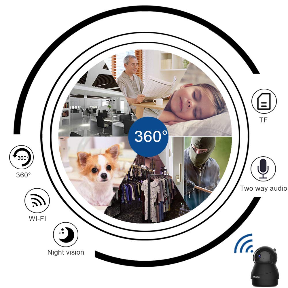 Pet Camera, WiFi Camera with 2 Way Audio, 2.4ghz 1080P HD Indoor WiFi IP Cameras for Home Security, Night Vision Wireless Camera with Motion Detection for Dogs Baby from DSafer, Black