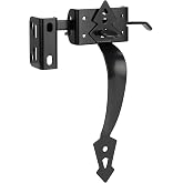Thumb Gate Latch for Wooden Fence, Self Closing Gate Fence Latch with Decorative Handle, Heavy Duty Door Latch Gate Lock Hardware Kit for Outdoor Garden, Pool, Metal Gate, Vinyl Fence, Black Finish