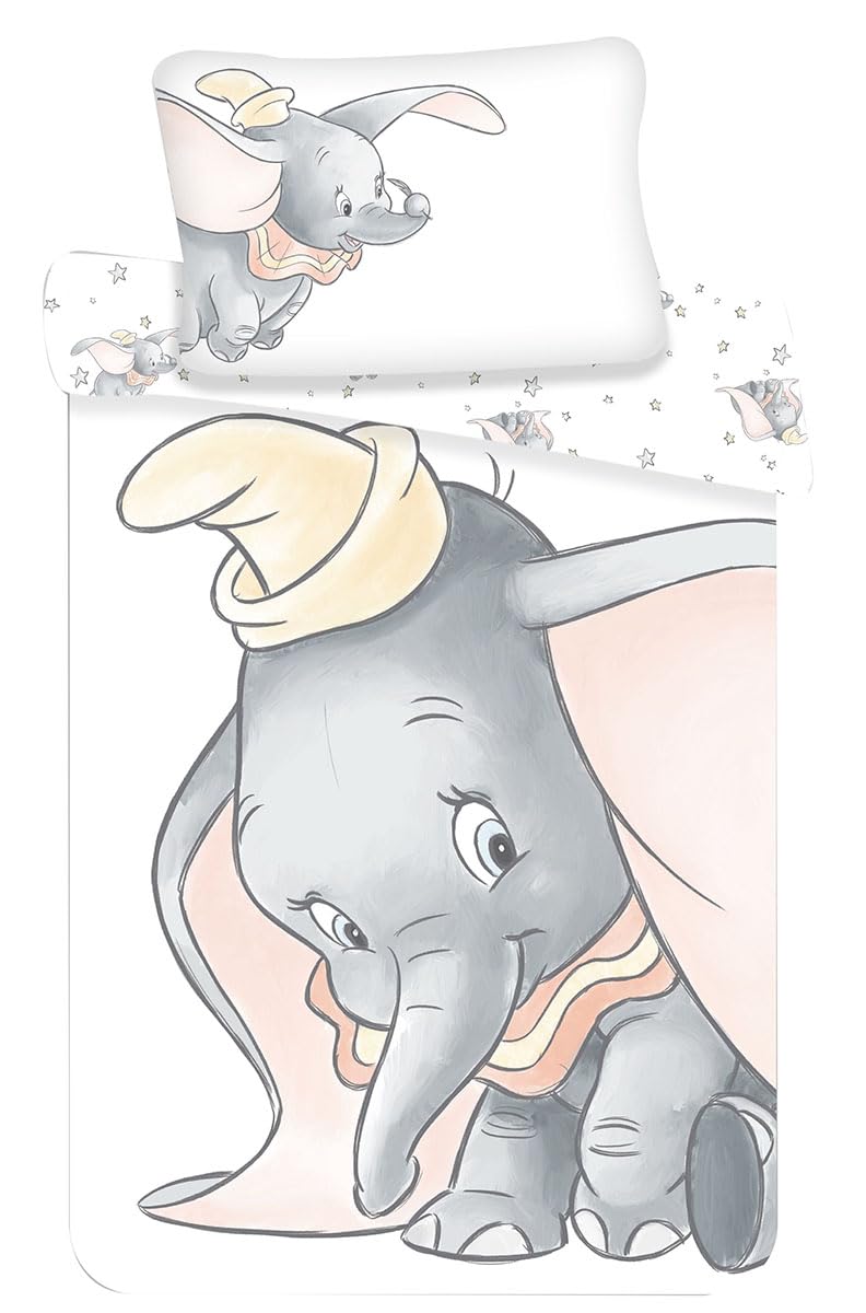 Dumbo Grey Baby Bed Linen Set 2-Piece 100% Cotton Size: 100 x 135 cm, 40 x 60 cm, ÖkoTex Standard 100