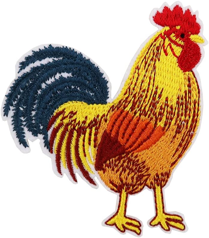 Mixed Media - Cock Chicken Farm Animal Embroidered Iron On Patch