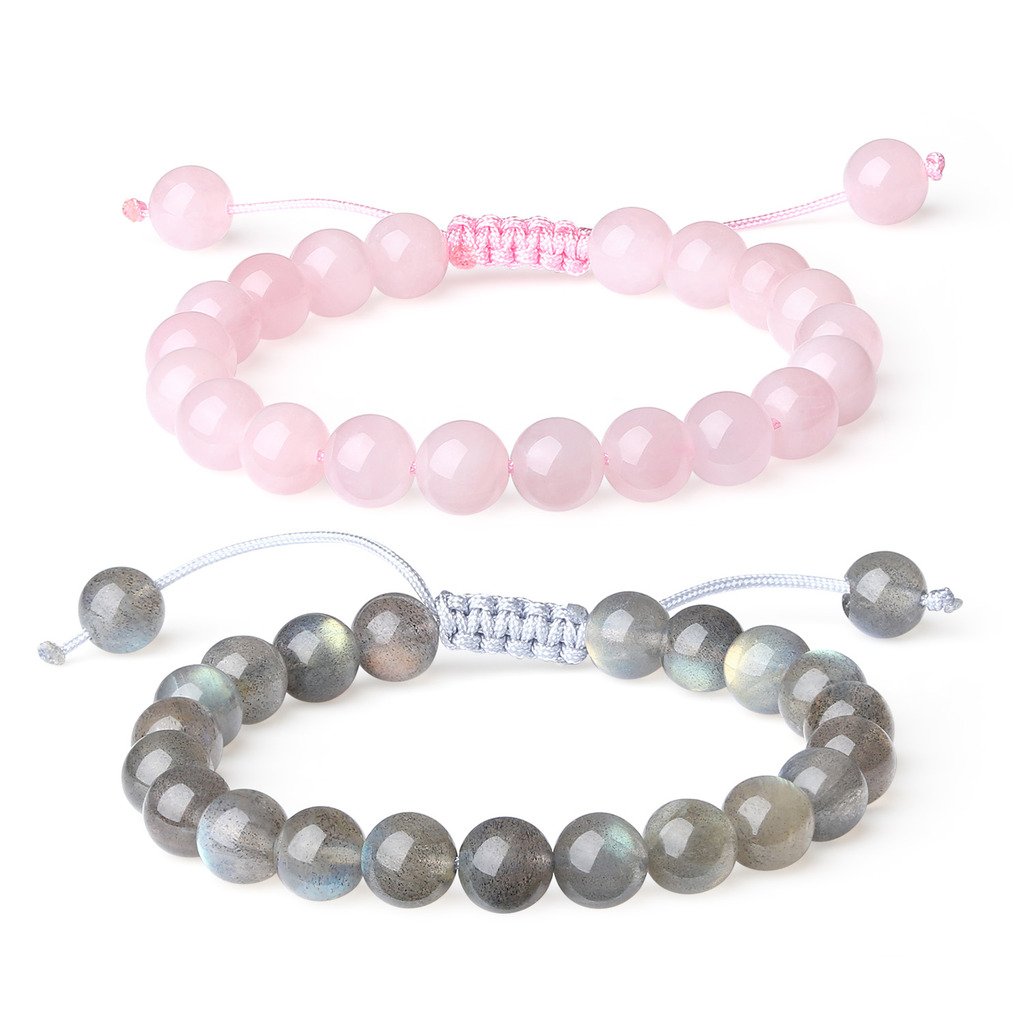 coai Cute Rose Quartz Labradorite Stone Kids Bracelets