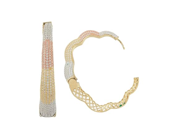 Dahlia 3 Tone Copper Hoop Earrings for Women