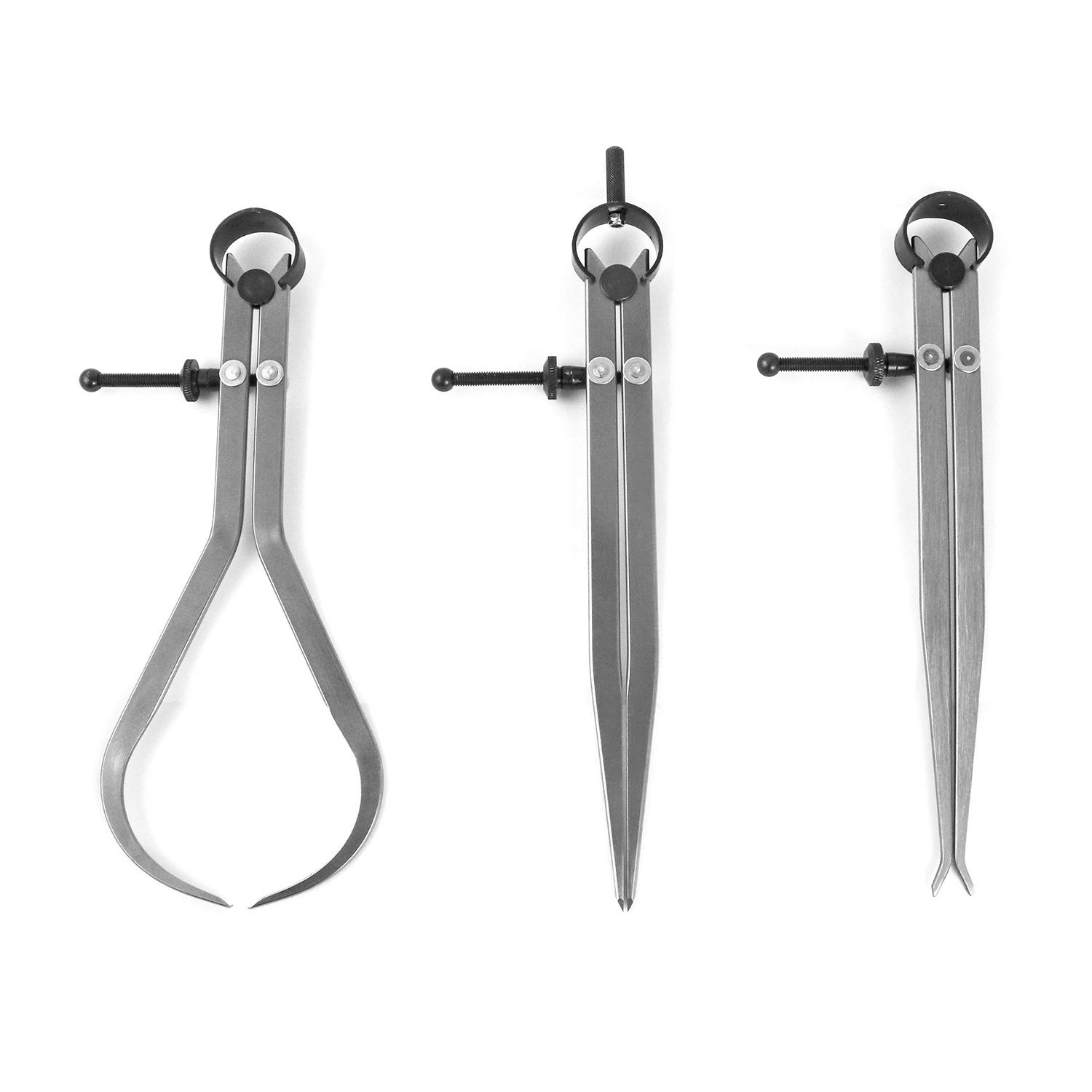 QWORK WD3435 3 Pcs 9-Inch Caliper and Divider Set, High Precision Carbon Steel Measuring Tools