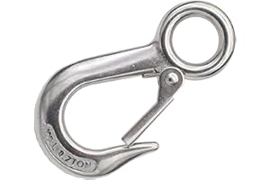 SUPERNINE 0.2T Heavy Duty Lifting Hooks Rigging for Rope - Stainless Steel Winch Hook, Hoist Hook, Eye Chain Grab Slip Hook with Latch Trailer Hooks with Latch, Slip Hooks for Towing, Boat, Tow Chain- 1Pcs