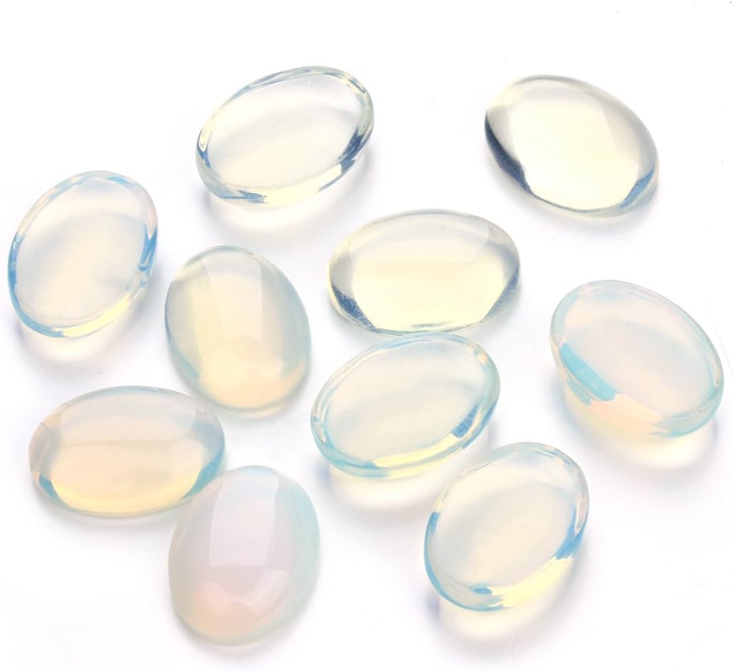 Linsoir Beads 13mmX18mm Oval Gemstone Cabochons Flat Back Cab Beads Amethyst/Jade/Agate/Blue Lapis Lazuli/Opal Stone Cabochons 10 pcs/lot Wholesale for Jewelry Making (No Holes)