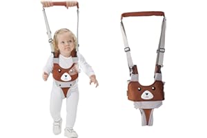 IULONEE Baby Walking Harness Breathable Handheld Kids Toddler Helper Assistant Adjustable Infant Walker Help Baby Walk Stand Up Child Learning Belt for 8-24 Month Old Babies Activity (Brown)