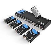 OREI 4K 4x4 HDMI Extender Matrix - UltraHD 4K @ 60Hz 4:4:4 Over Single CAT5e/6/7 Cable with HDR Switcher & IR Control, RS-232 - Up to 230 Ft - 1080P Downscale - 4 x Loop Out - 4 Receivers Included