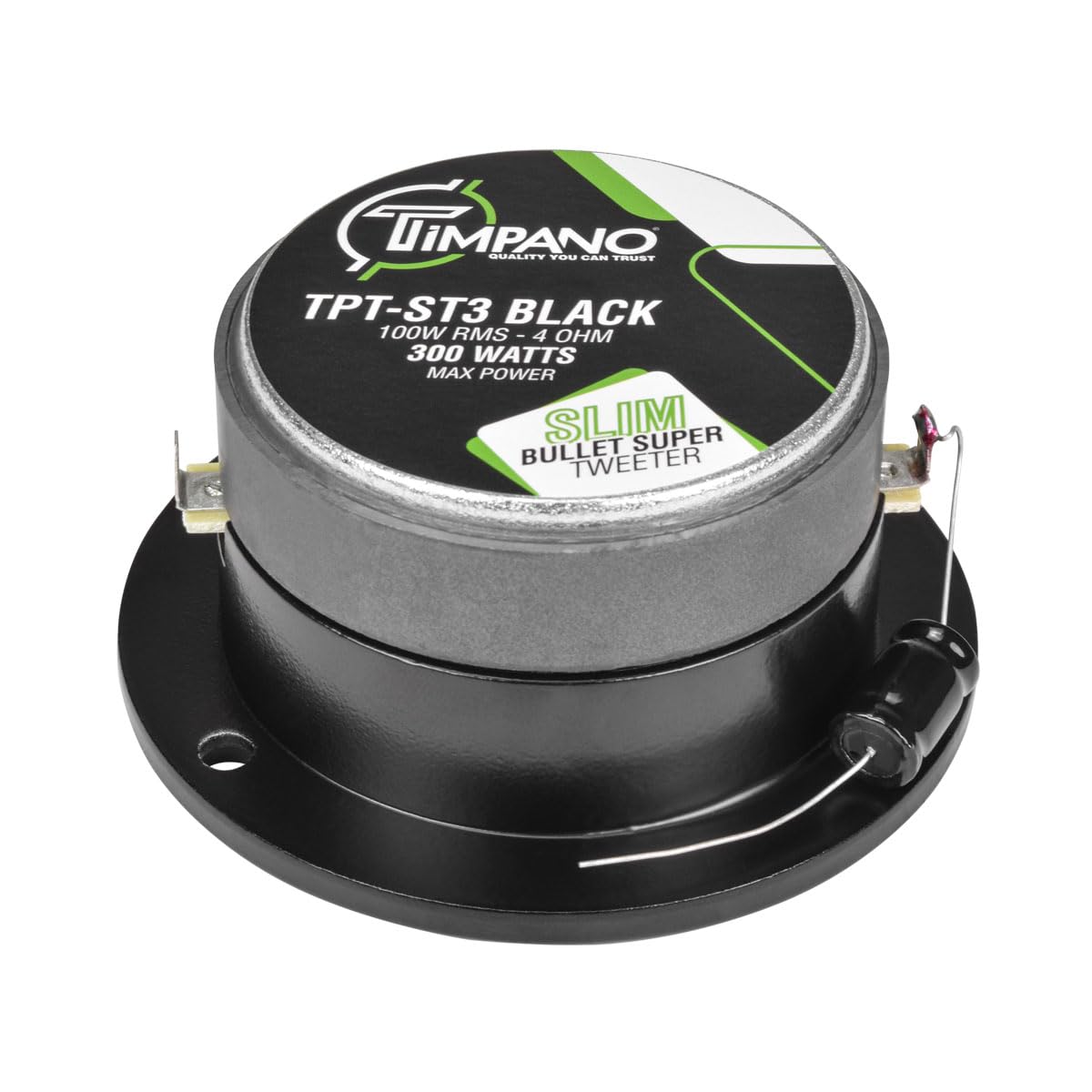 Timpano TPT-ST3 Black Slim Super Tweeter, 600 Watts 4 Ohm, 105 dB, 1 in Voice Coil, 3.75 Inch Pro Car Sound System Bullet Tweeters (Pair)
