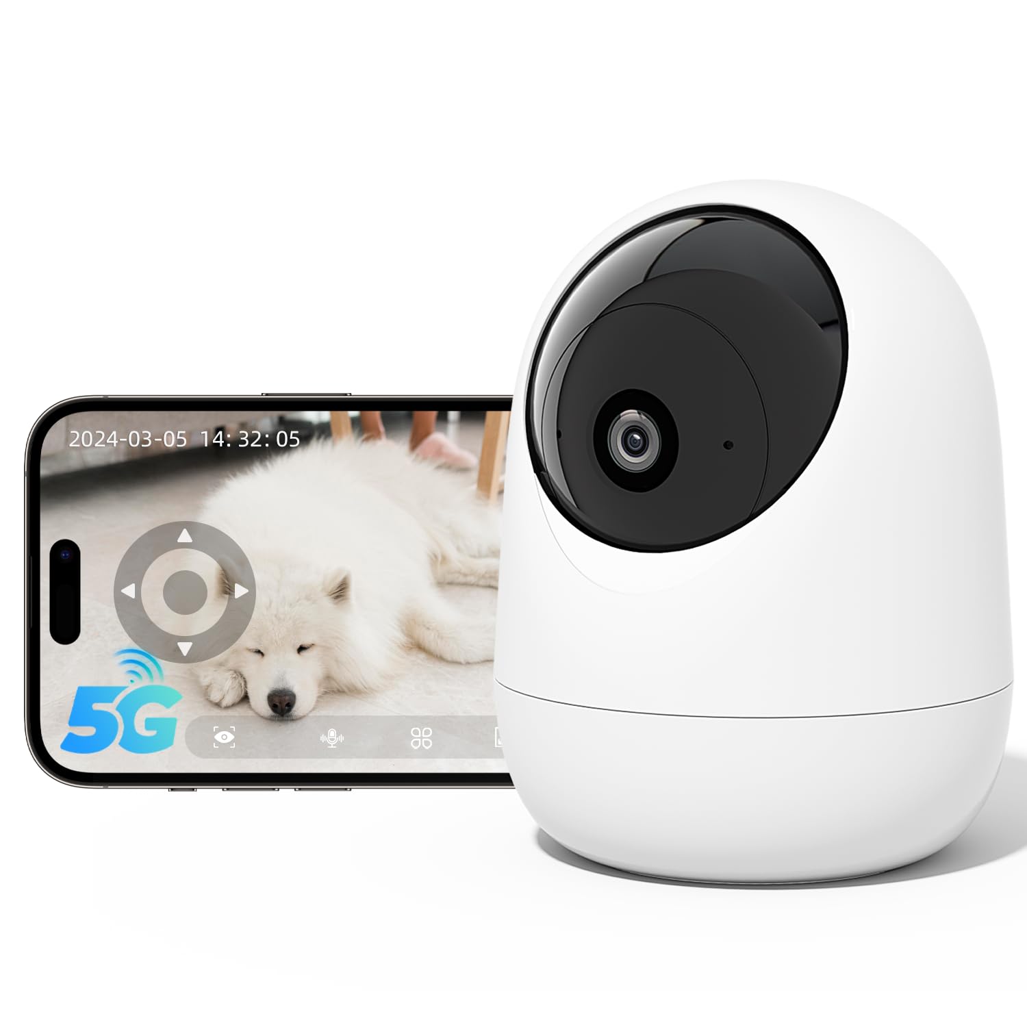 Photo 1 of Rraycom Indoor Camera 5G&2.4G WiFi,2K Security Cameras for Home Security,360°Pan & Tilt, Dog/Pet Baby Camera with Motion Tracking& Sound Detection, 2-Way Audio, Night Vision,Siren,Works w/Alexa
