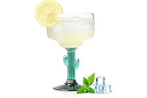 CheeseandU Transparent Cactus Margarita Glass Cactus Cocktail Glass Green Stemmed Drinking Glass Unique Cactus-Shaped Wine Go