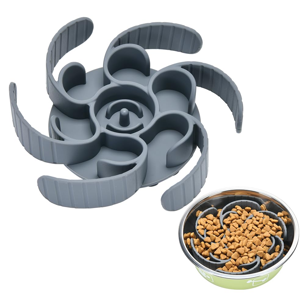 Photo 1 of Slow Feeder Dog Bowls Insert,Third Generation upgradedSuper Firm Eating Bowl?Cuttable? for Large Breed and Medium Small Size Compatible with Regular Elevated Metal Glass Dog Bowl (Gray)