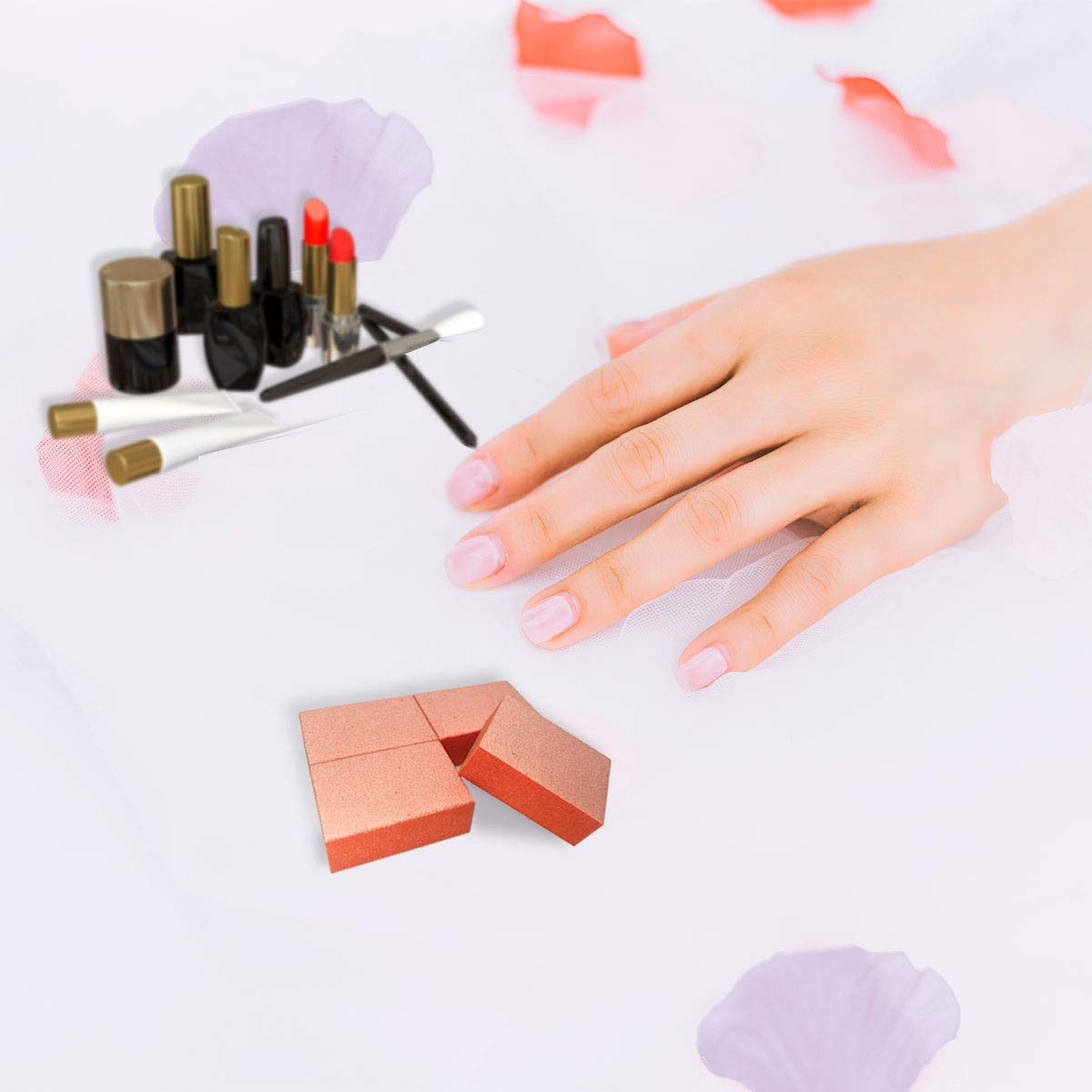 Nail Buffer Mini Block File 80/100 Grit Disposable Bulk, 130 Count (Orange) : Beauty