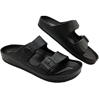 LUFFYMOMO Adjustable Slip on Eva Double Buckle Slides Comfort Footbed Thong Sandals for Womens
