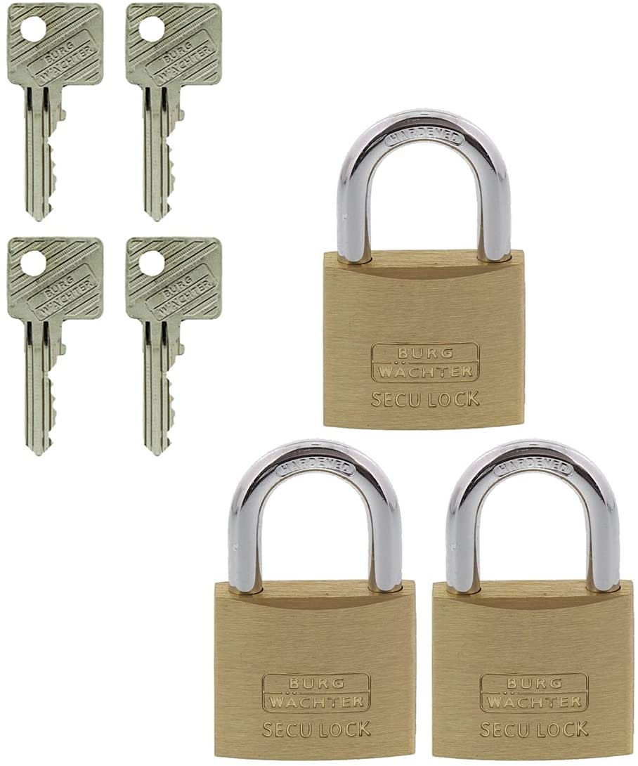 BURG-WÄCHTER Cylinder Padlock, Set of 3, 6mm Shackle Thickness, Trio 405 40 GL SB
