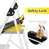 KINGRACK 3 Step Folding Ladder with Safety Lock Non-Skid Pedals White view 4