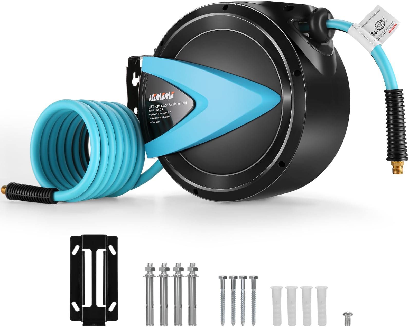 32FT + 9.8FT Retractable Air Hose Reel, Ceiling/Wall Mount Penumatic