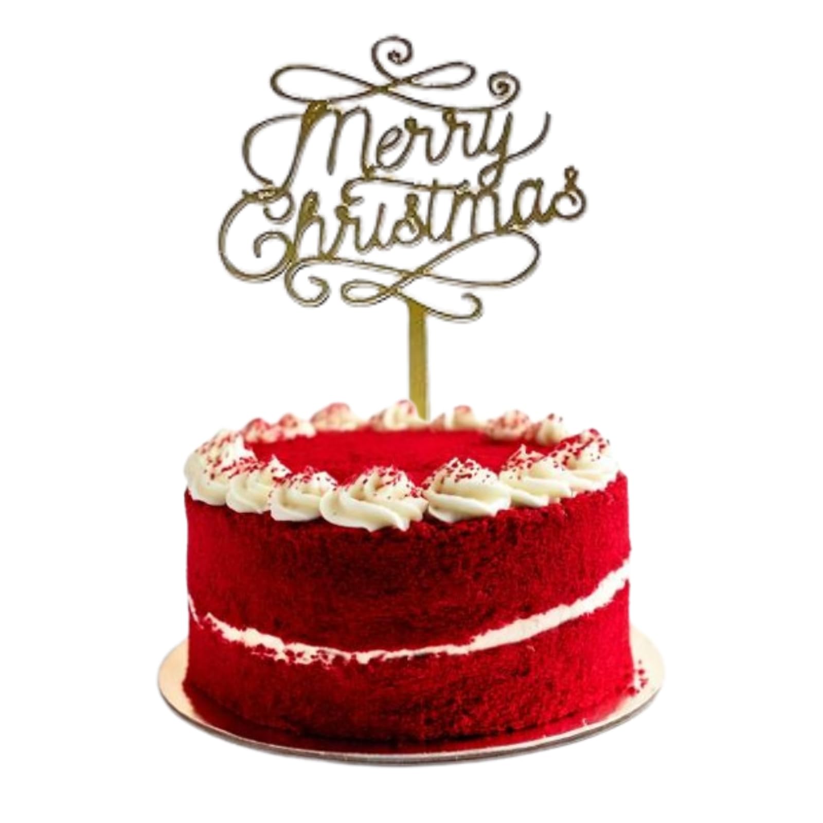 Merry Christmas Acrylic Cake Topper Mirror Gold Xmas Festive Toppers Elegant Decoration UK