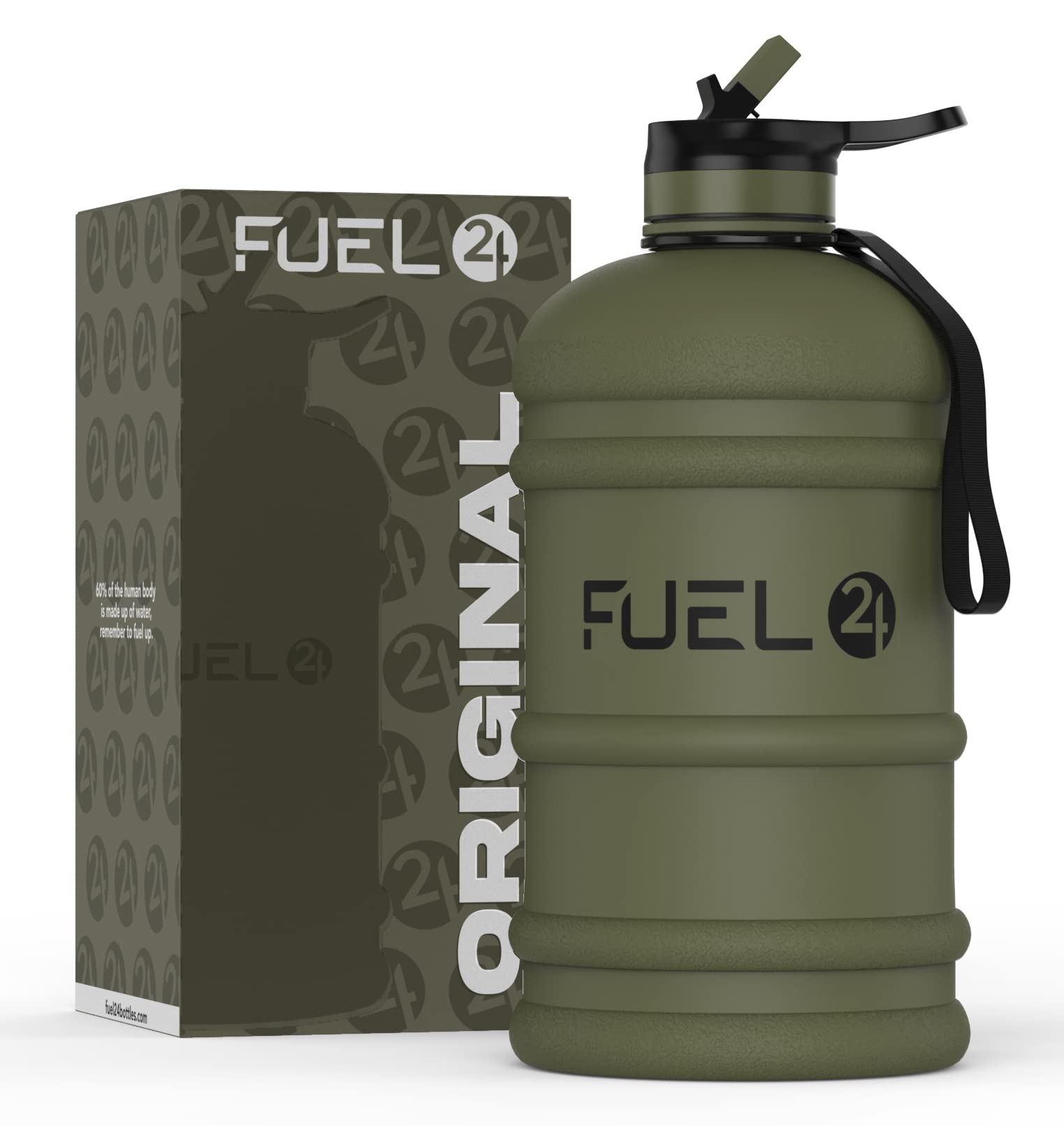 Fuel24 Jug - 2.2 Litre Water Bottle - Extra Strong Flex Material - Drop Proof, Pop or Straw Cap Options - 2.2L Large Gym Sports Bottle, BPA FREE