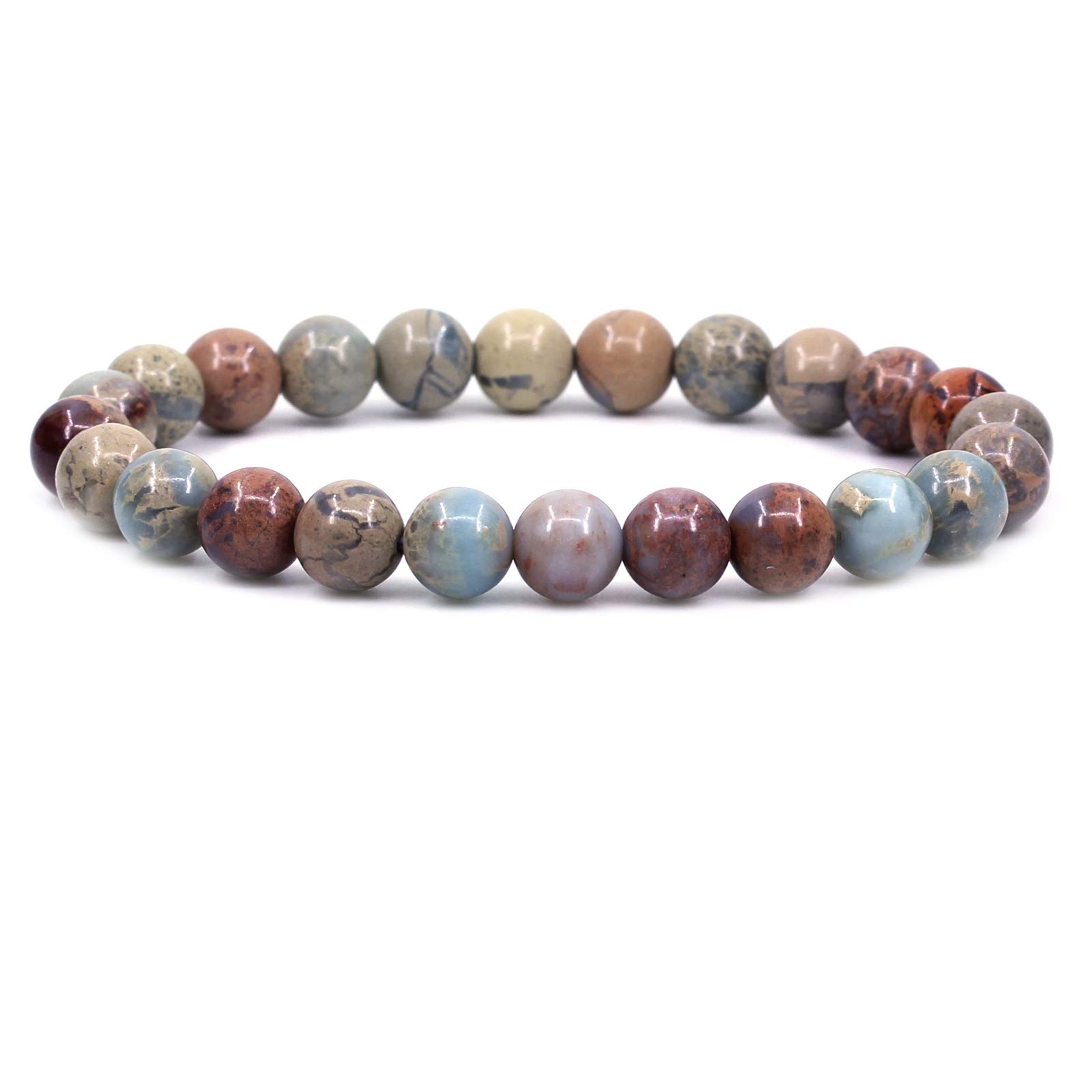 CHENYUE Natural A Serpentine Gemstone 8mm Round Beads Stretch Bracelet 7" Unisex — image 1