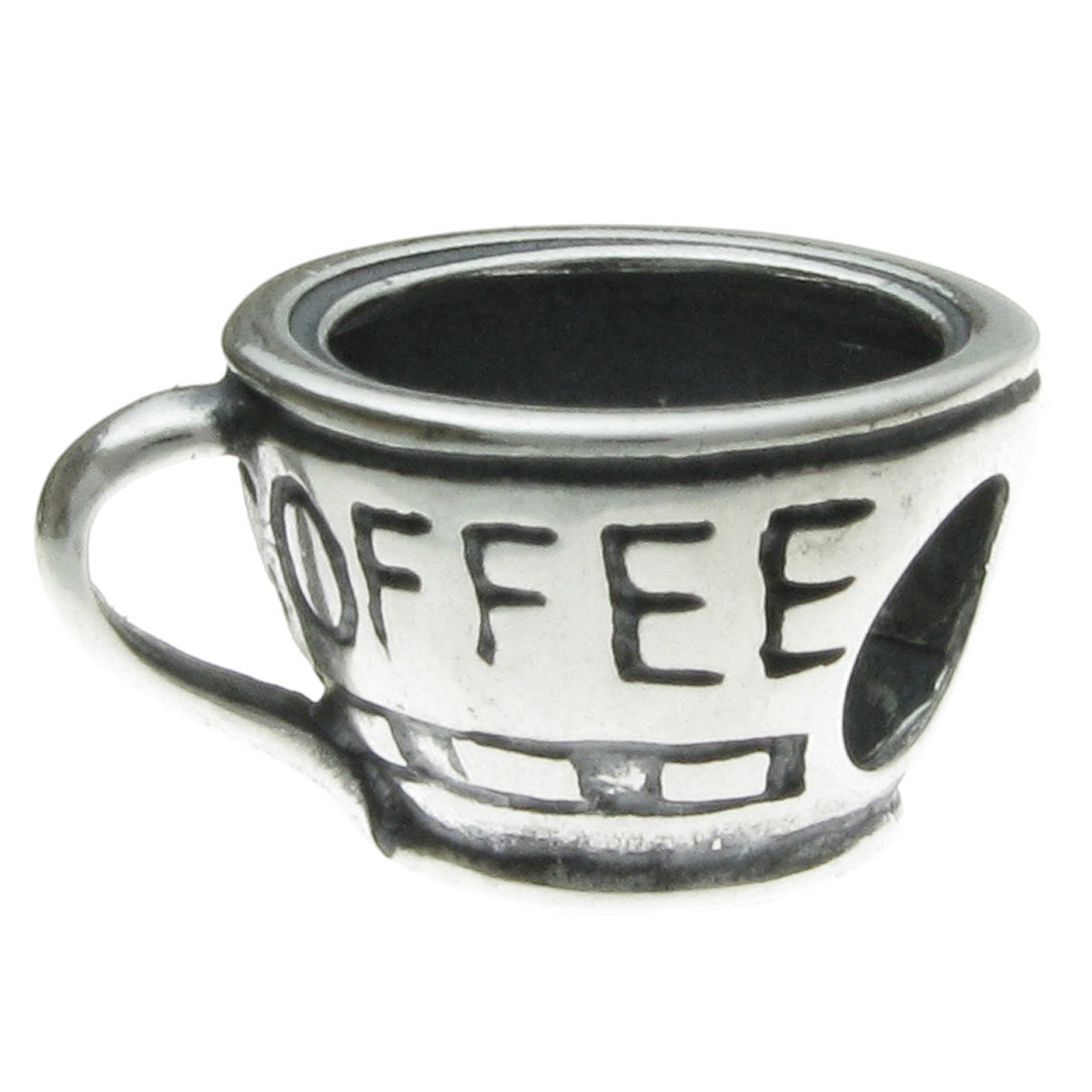 Queenberry Sterling Silver Coffee Cup Mug Bead Charm for European Charm Bracelets