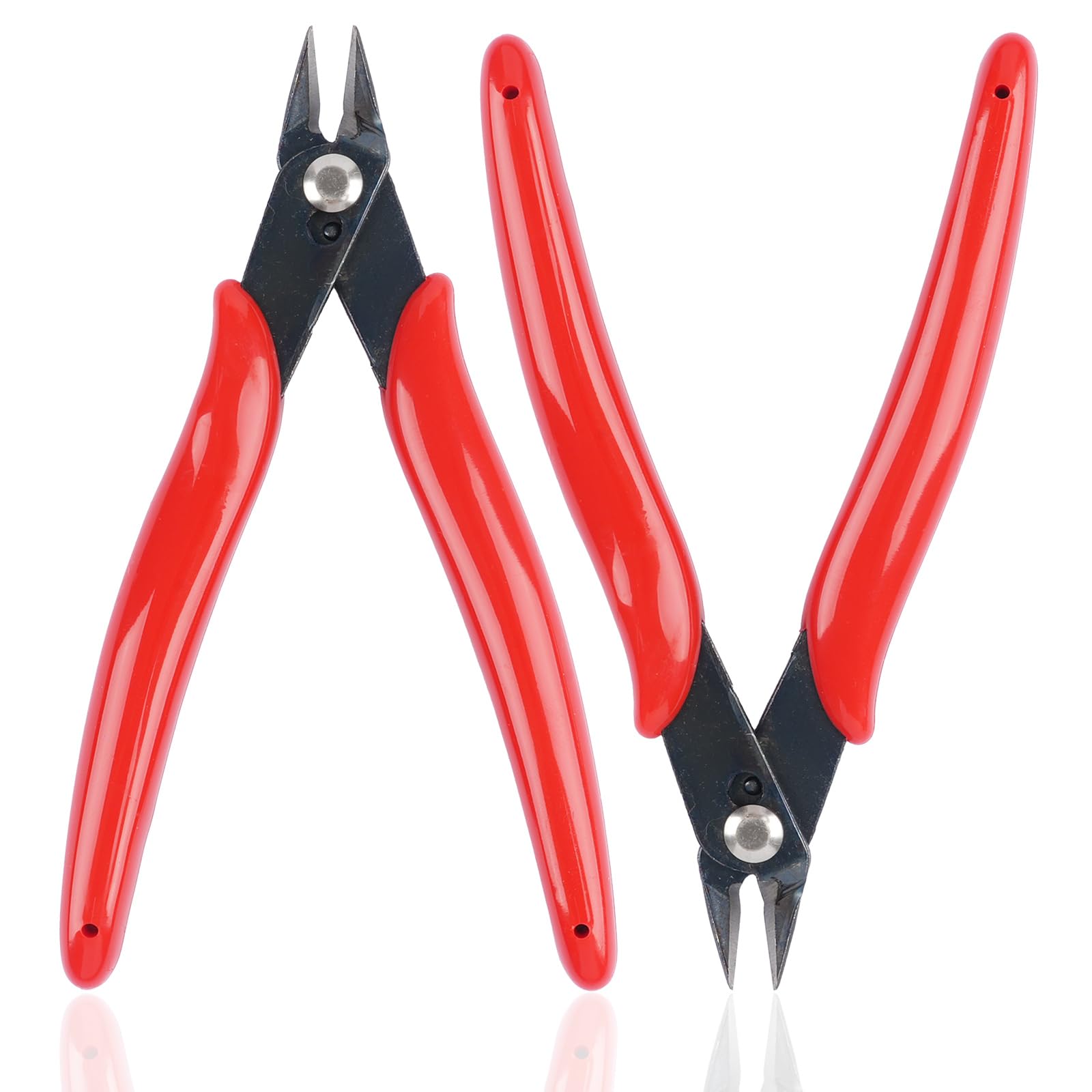 Photo 1 of 1 Pack Micro Wire Cutters, 5 Inches Flush Cutters Pliers, Diagonal Side Cutters Nippers, Zip Tie Sprue Cutter for Electronics, Plastic Models, Jewelry (Red)