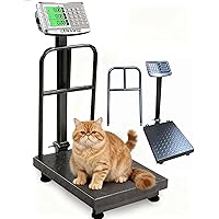 CXWAWSZ 660lb Floor Digital Scale with Removable Guardrail Industrial Platform Scale with Accurate LB/KG High-Definition Disp