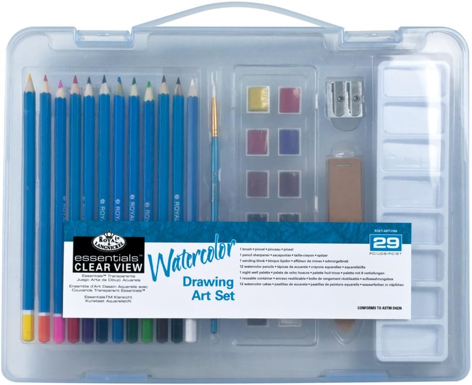 Royal & Langnickel Essentials Clear View Small Case Watercolour Drawing Art Set