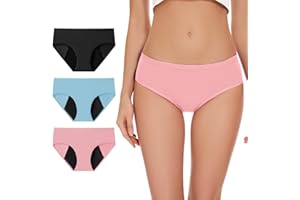 ALLBASE Period Underwear High Absorbency For Teens - Leak-Proof & Reusable Menstrual Pants for Heavy Flow Days - 3 Pack,Multicolor,Small