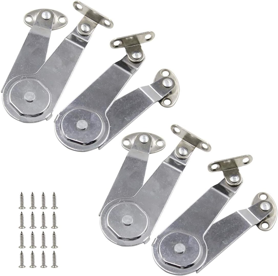 Augiimor 2 Pair Lid Support Hinge, Heavy Duty Lid Stay Hinges Folding