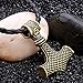 Hammer Necklace,Haluoo Personalized Satinless Steel Hammer Of Thor Mjolnir Pendant Necklace Vintage Hip Hop Engraving T-Shaped Pendant Black Leather Long Necklace For Women Men (Antique Gold)thumb 3