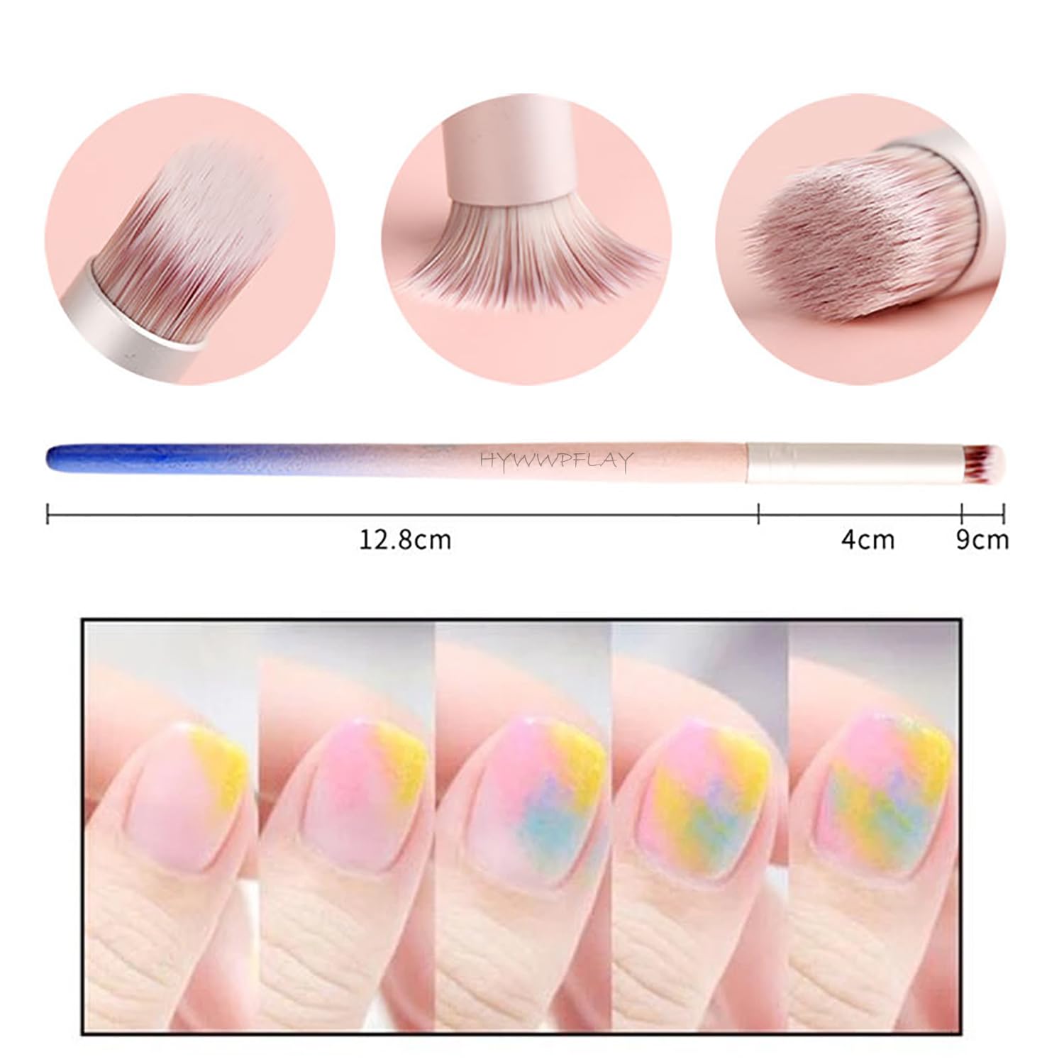 HYWWPFLAY 6pieces Ombre Nail Brush Wood Nail Pen Ombre Brush for Gel Nails Nail Gradient Brush Nail Design Brushes Nail Painting Kit Nail Art Tools Acrylic Nail Accessories - Image 4