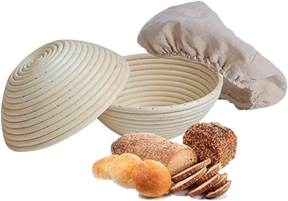 2 Pack Round Bread Banneton, 12'' Round Banneton Proofing Basket Set Brotform Cloth Liner - 100% Natural Rattan For Sourdough, Includes Linen Liner