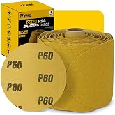 100PCS 5 Inch PSA Sanding Discs 120 Grit | Self-Adhesive Sandpaper Roll for DA Sanders, Orbital Sander | Gold Aluminum Oxide Sticky Back Abrasive Discs for Automotive, Woodworking, and Metal Polishing