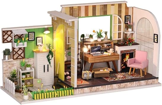 VIPECO Durable Doll House DIY Miniature Dollhouse Model Modern Wooden Furniture Toys Gifts Material: Wood, Cloth, Metal