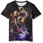 Linnhoy Kid Shirts 3D Graphic Printed Tees for Boys and Girls Novelty Fashion T-Shirts Unisex Casual Tops Size 6-16 Years