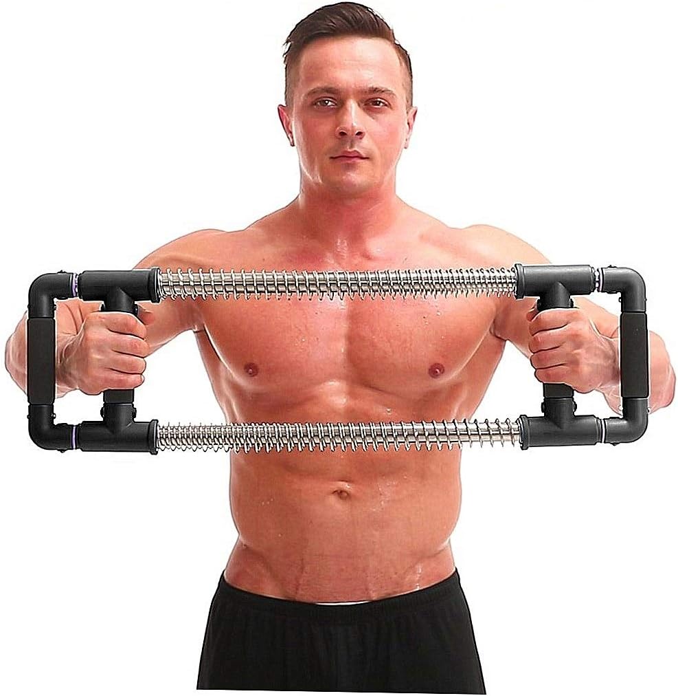 GoFitness Push Down Bar Machine - Chest Expander at Home Workout Equipment - Portable Spring Resistance Exercise Gym Kit for Home, Travel or Outdoors