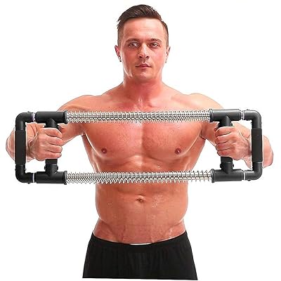 GoFitness Push Down Bar Machine - Chest Expander at Home Workout Equipment - Portable Spring Resistance Exercise Gym Kit for Home, Travel or Outdoors