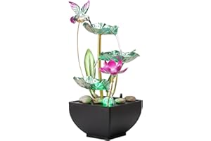 Tabletop Water Fountain, 3-Tier Leaf Design with Lights - Indoor Desk Waterfall for Home, Office, Bedroom(Style2)