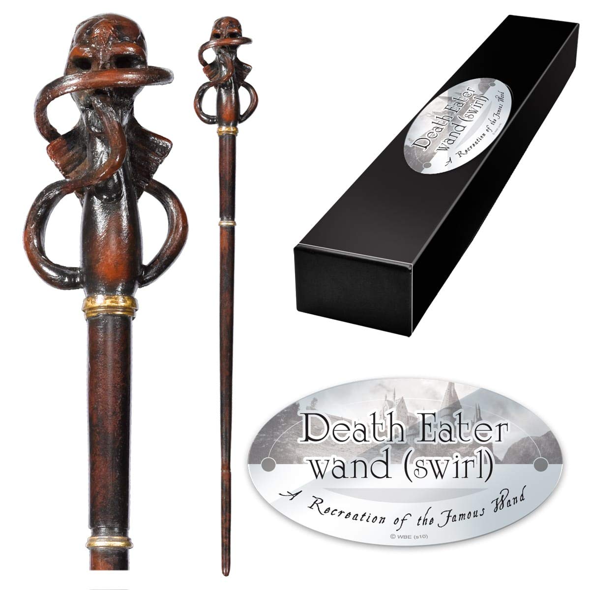 The Noble Collection - Death Eater Swirl Character Wand - 14in (35cm) Wizarding World Wand With Name Tag - Harry Potter Film Set Movie Props Wands